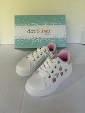 NWT DOT & ZAZZ Girl Toddler size 8 sneakers white with hearts lace up New