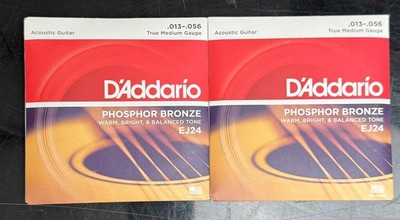 Lot of 2 D'Addario EJ24 Phosphor Bronze Acoustic Guitar Strings True Medium NOS