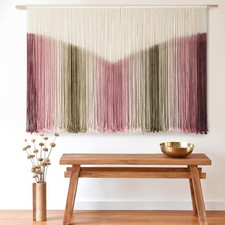 Large Macrame Wall Hanging Boho Wall Decor Large Scale Tie-Dye Yarn Living Ho...