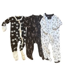 Halloween skeleton black white baby long sleeve zip pant bodysuit set SIZE 0-6M