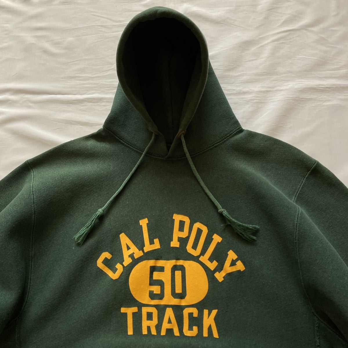 Vintage 1970's Champion Reverse Weave Hoodie Size L Green Length 64.5cm image 2