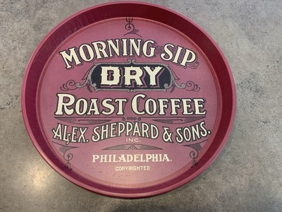 Vintage Morning Sip Dry Roast Coffee Red Tray