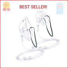 ANSNF 2 Pack Oxygen Mask for Face Adult with 6.6' Tube  Adjustable Elastic Stra