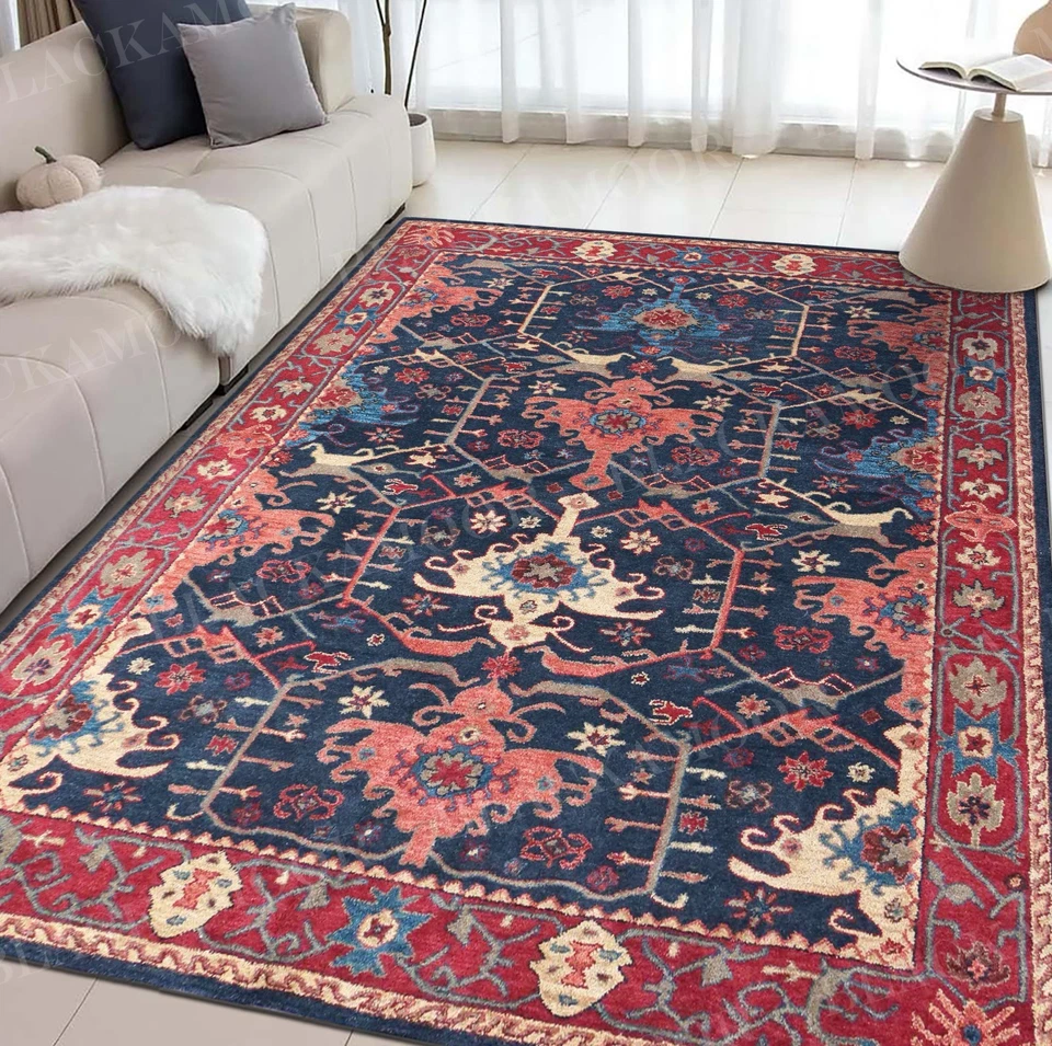 Womenarts Hand-made Wool Tufted Area Rug Traditional Channing Blue - Image 3 of 4