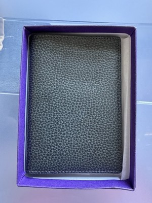 NYU Langone Health Black Pebbled Faux Leather Passport  Card Holder for Men