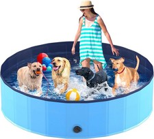 Foldable Dog Pool Collapsible Hard Plastic Dog Swimming Pool Portable Bath Tub
