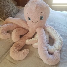 Octopus Plush XL 36" Giant Jumbo Powder Pink Stuffed Animal Big Eyes CLEAN
