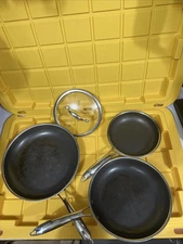 HEXCLAD 4 Piece Nonstick Stainless Steel Frying Pan Set 8,10" And 12" MSRP $500