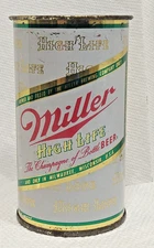 Miller Flat top beer can with rolled lip. (No top lid)