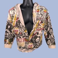 Bob Marley Zion Rootwear All Over Print Graphic Full Zip Hoodie Sweatshirt Small
