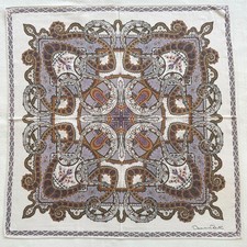 VTG Handkerchief Cotton Purple Abstract Art Pattern Damask Pocket Square 18" P