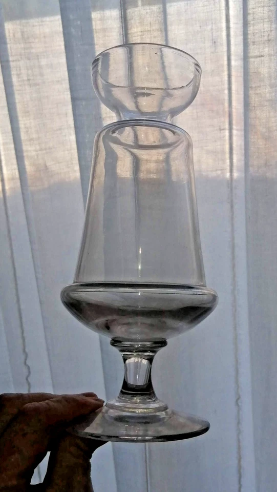 ancien vase à jacinthe ou à bulbe en verre transparent - Photo 2/4