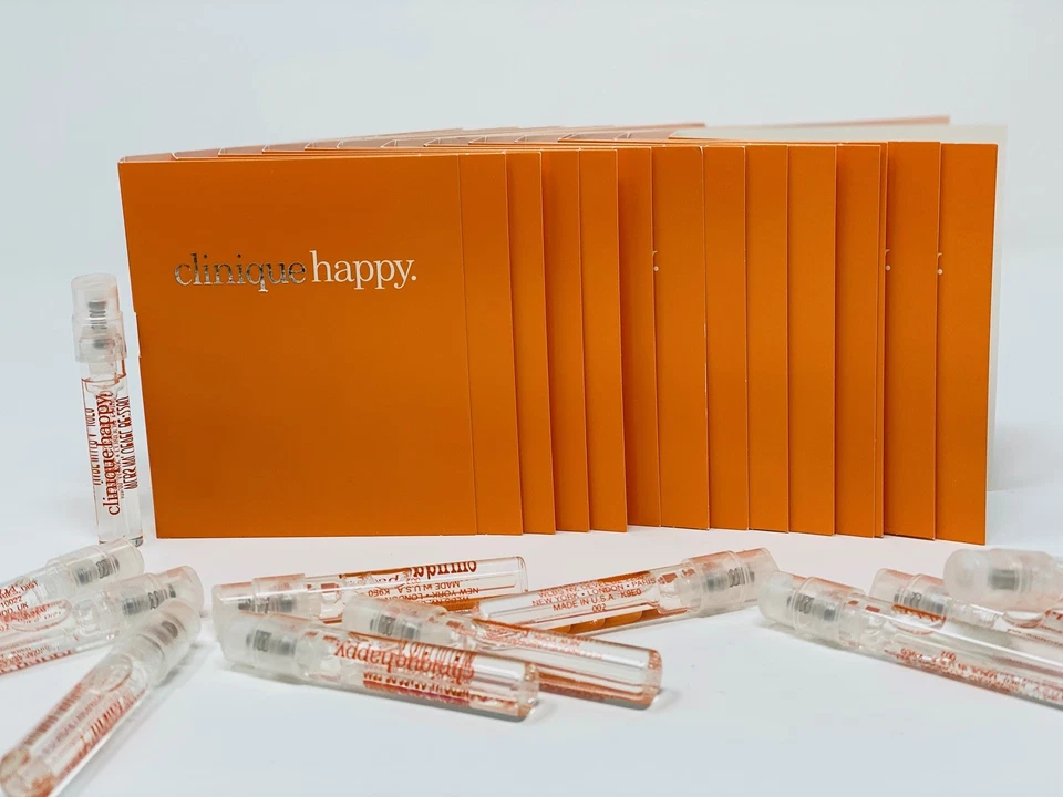 16 frascos de muestra de perfume Clinique Happy for Women .05 oz - con tarjetas NUEVO auténtico Foto 2 de 2