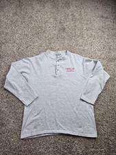 Vintage Oracle Shirt Large Mens Gray Long Sleeve Henley Cotton Deluxe USA