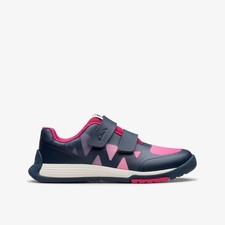 Image of Clarks Girls Cica Star Jump Kid Pink Trainers Textile School