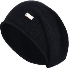 jaxmonoy Slouchy Knit Beanie Hat for Women Winter Soft Warm Ladies Black