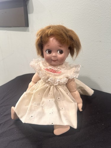 Poupée Ancienne Reproduction JDK 221 – Tête Biscuit Porcelaine, Yeux Cristal, 35 Cm