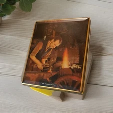 The Village Smithy Tin Edward Sharp & Sons Candy English hinge Vintage