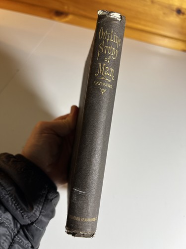 Antique Victorian Book Gilded 1874 OUTLINE STUDY OF MAN Hopkins Anthropology - Foto 4 di 24