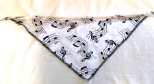 Music Notes Pet Scarf Dog/Cat Bandana Satin Music/Staff Black Costume Theater