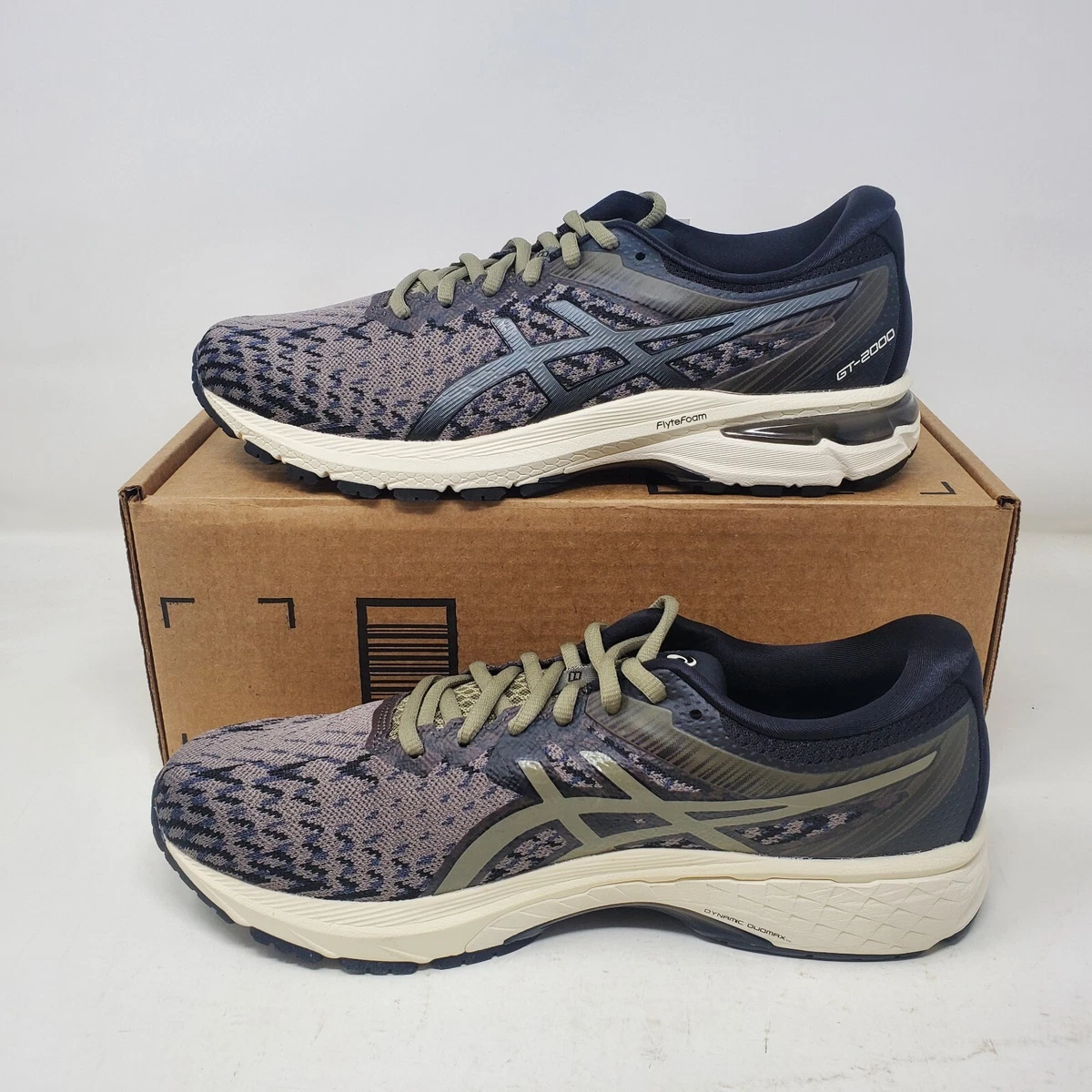 Men s Asics GT 2000 8 Knit Running Shoe Mink Black 1011A729