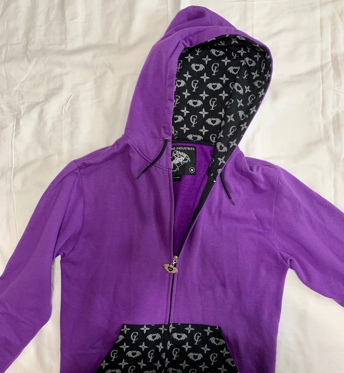 ★HOODHOOD★ Alien Varsity Hood Purple Purple Alien Vapor Glitch Pullover Hoodie – BigTexFunkadelic