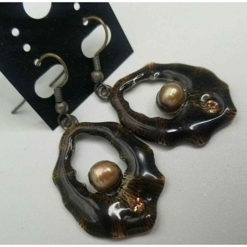 Pendientes Damas Mujeres Moda Joyería Disfraz Marrón Estrás Cuelga Tachuelas Traseras - Imagen 5 de 5