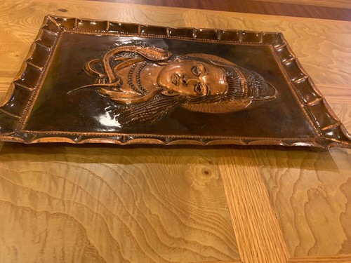 - Vintage 3D Wandhänge Kunst geprägt Kupfer asiatischer Hindu Gott Lord Shiva 17 Zoll x 12 Zoll - Bild 3 von 12