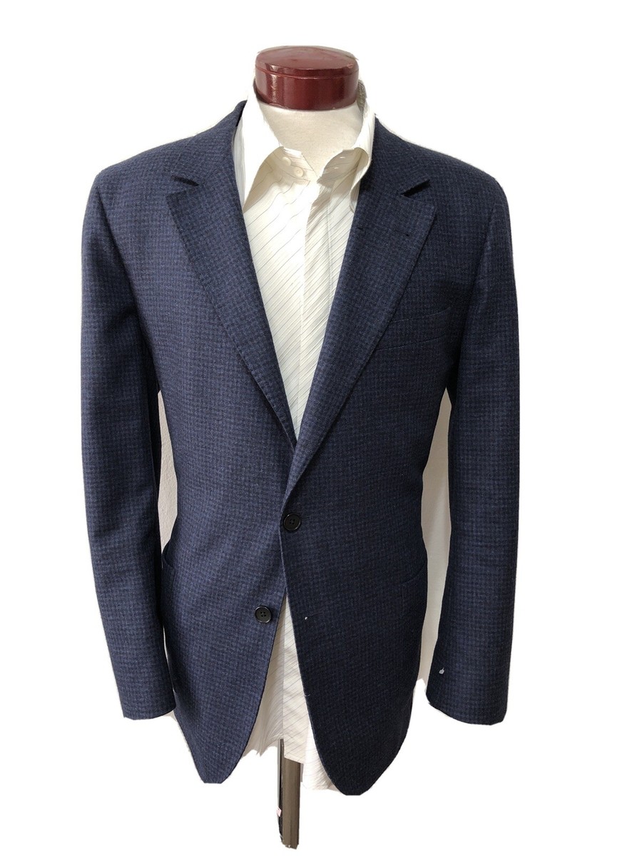 LORO PIANA Navy Black Check Four Seasons Wool Cashmere Blend