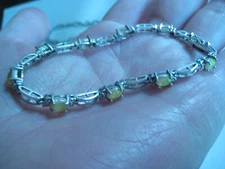 Designer FAS Sterling Silver Yellow Opal Bracelet 7" Marked FAS 925