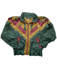 Vintage Ez Gear Green Pink Womens Windbreaker Jacket Size L