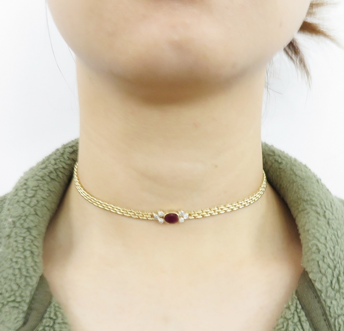 NYJEWEL Cartier 18k Yellow Gold Ruby Diamond Collar Choker NYJEWEL Cartier 18k Yellow Gold Ruby Diamond Collar Choker