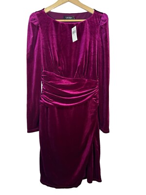 lauren ralph lauren velvet puff sleeve dress