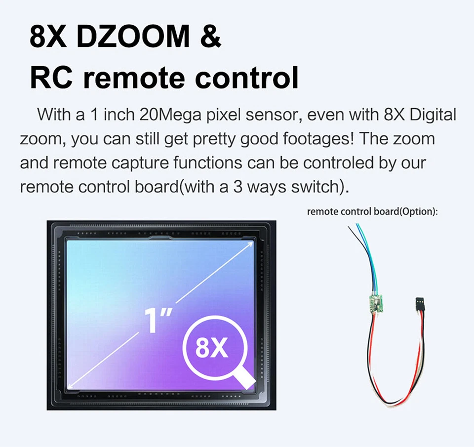 Hawkeye V6 PRO 6K Camera 1" 20MP Camera WiFi control DC 7-26V 8X Digital zoom - Image 4 of 4