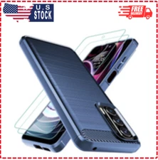 Moto Edge 2021 Case, 5G UW, Flexible TPU, 2Pcs Screen Protector, Shock-Absorptio