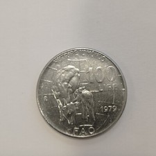 RARA MONETA 100 LIRE 1979 - FAO - MUCCA VITELLINO / TESTA DI DONNA CON TRECCE