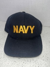 Made In USA Navy Hat Black With Gold Letters Trucker Snapback Adjustable Vintage