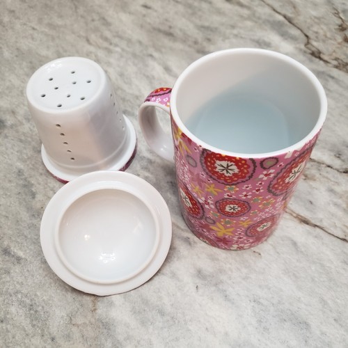 World Market Tea Mug with Infuser and Lid Cover Multi Floral Print - Picture 8 of 9