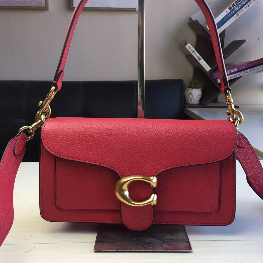 COACH Tabby 26 Shoulder Bag Crossbody Red Brass Leather