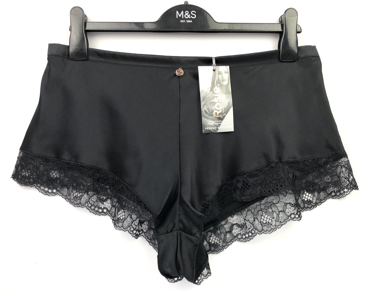 M&S Rosie for Autograph Silk Lace French Knickers 10 12 14 16 18 BLACK  BNWT