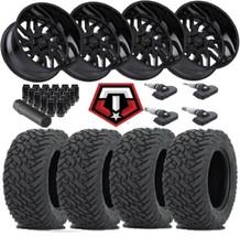 Tis 544b Gloss Black Wheels Mt Mud Tires 35 12.50 22 F-250 F-350 Lifted Deep Lip