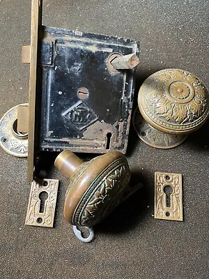 Buy Antique Russel & Erwin Mortise Lock & Key Door Knobs Rosettes & Keyhole Covers