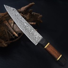 coltello cucina / cuoco  professionale fatto a mano in acciaio dmasco forgiato