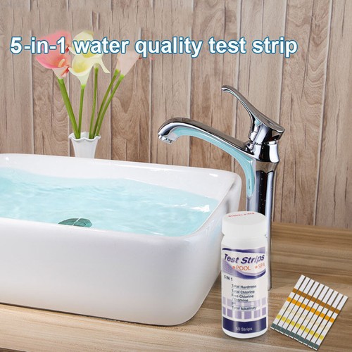 50* 5 in1 Test Strips Swimming Pool SPA Chlorine PH Alkalinity Water Hardness ST - Picture 10 of 12