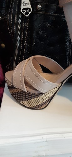 NAUGHTY MONKEY BEIGE BROWN PLATFORM SANDALS ANKLE STRAP 6 M - Picture 5 of 7