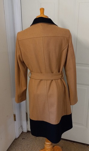 Anne Klein Women's Wool Blend Button-Front Belted Coat Lined 2 Pockets Camel EUC - Picture 3 of 12