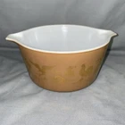 VTG Pyrex Early American Casserole Dish (WITHOUT LID) Gold On Brown 473 1 Quart