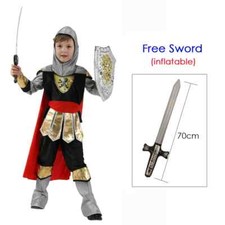 Kids Child Roman Warrior Crusader Medieval Knight Costume for Boys Halloween