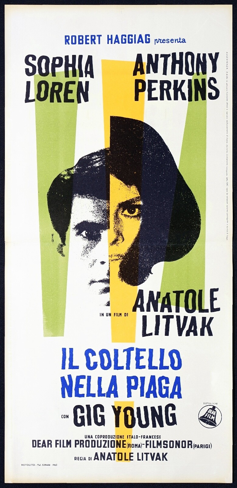 Locandina originale film Il coltello nella piaga (1962) - Regia di Anatole Litvak