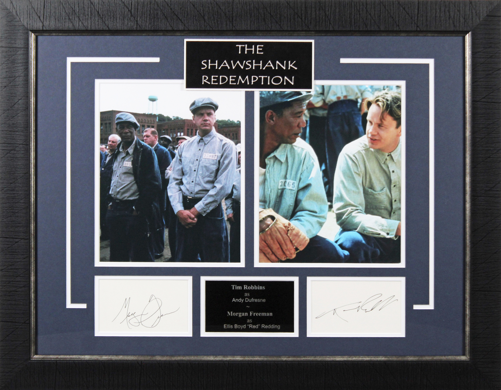 Morgan Freeman Autographed Signed & Tim Robbins The Shawshank Redemption Framed Display Beckett 